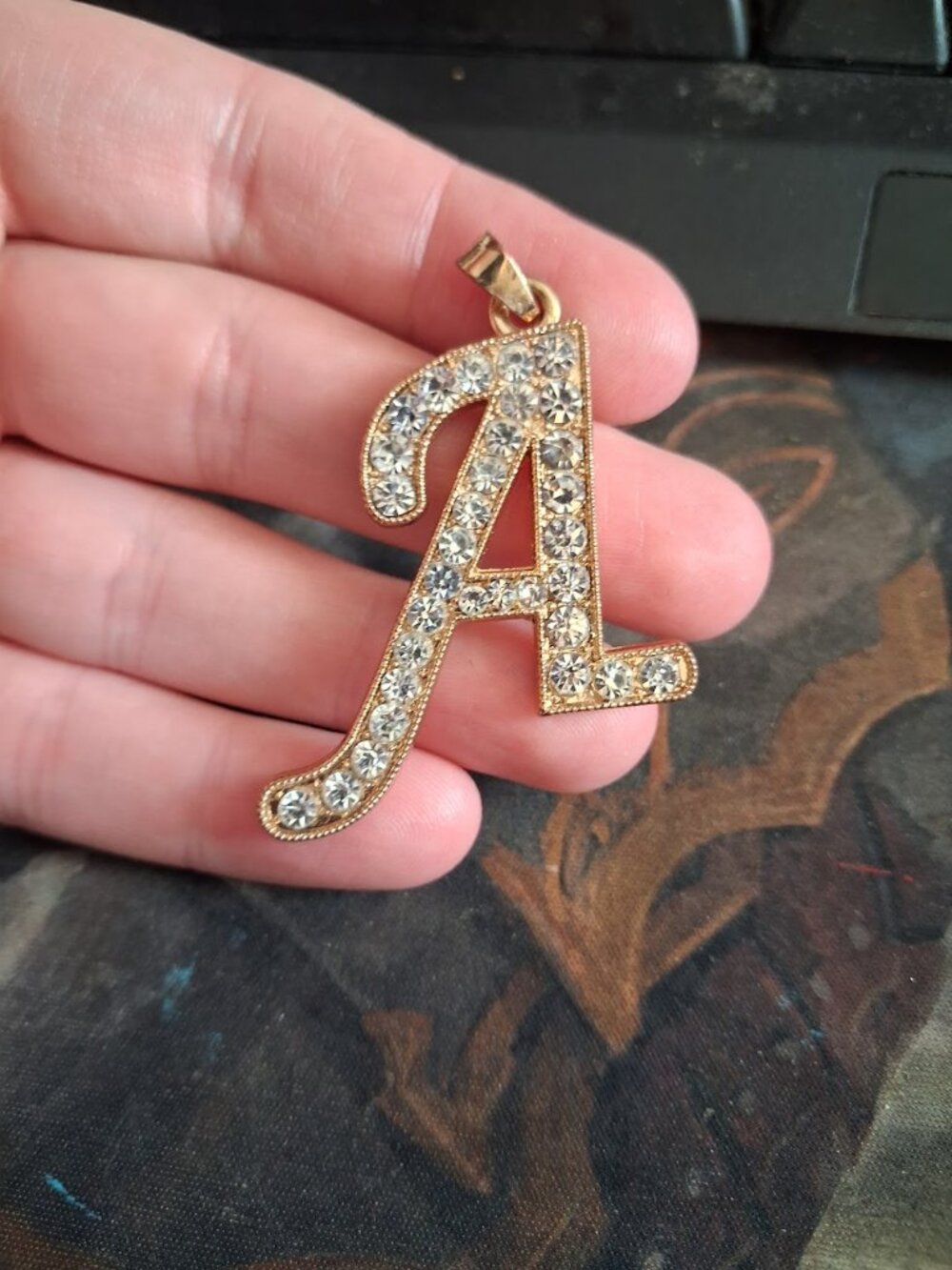 Sparkly "A" initial pendant